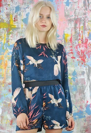 SHORTS & TOP CO-ORDINATES IN FLOWER & STORK PRINT
