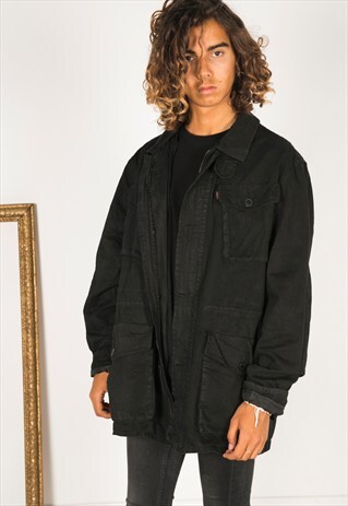 VINTAGE 80S LEVIS DENIM LONG JACKET / R140