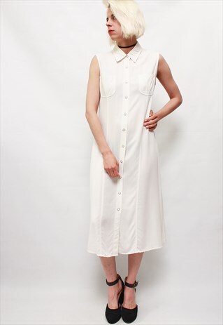VINTAGE 90'S BEAUTIFUL CUTE WHITE CLASSIC DRESS
