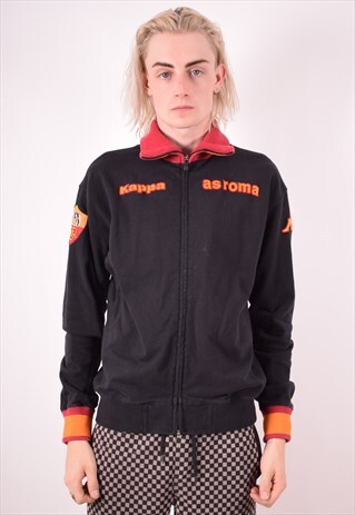 KAPPA MENS VINTAGE TRACKSUIT TOP JACKET LARGE BLACK 90S