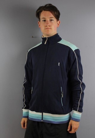 VINTAGE YSL TRACK JACKET IN NAVY WITH EMBROIDERED LOGO AND Z