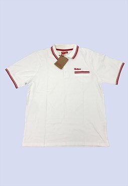 KICKERS White Red Short Sleeve Cotton Casual Polo Shirt