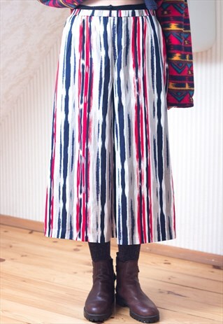 A LINE RED BLUE AND WHITE STRIPED VINTAGE SKIRT