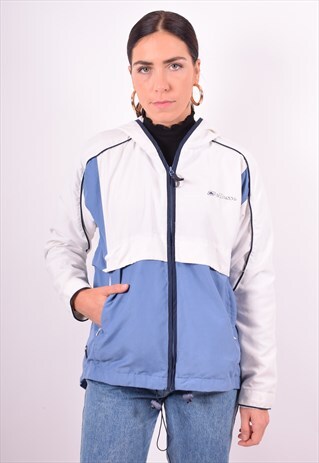 ELLESSE WOMENS VINTAGE HOODIE JACKET MEDIUM WHITE 90'S