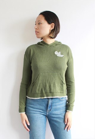 KHAKI KNIT HOODY TOP