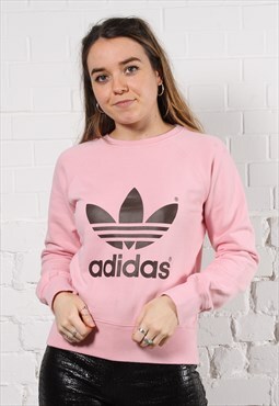 Vintage Adidas Originals Sweater in Pink w/ Logo - UK 14