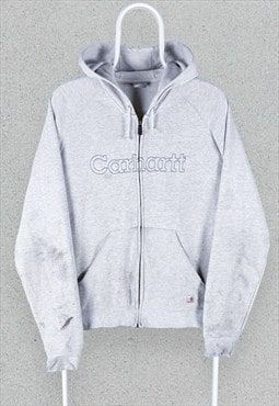 Vintage Carhartt Grey Hoodie Full Zip Up Womens Large