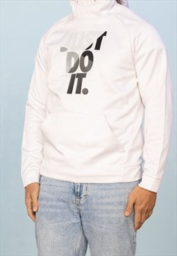 Vintage Nike Sweatshirt Hoodie Just do it in White L