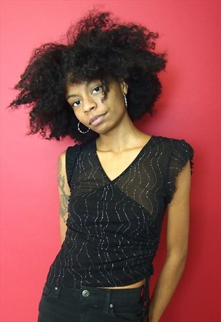 BLACK SHEER GLITTER TOP