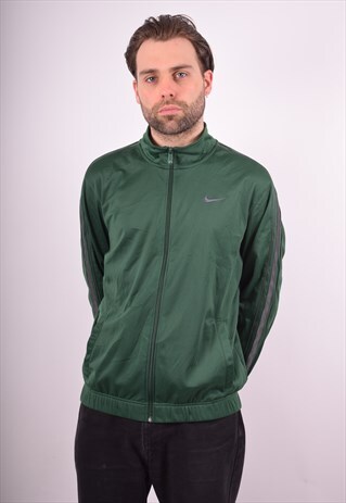 NIKE MENS VINTAGE TRACKSUIT TOP JACKET MEDIUM GREEN 90S