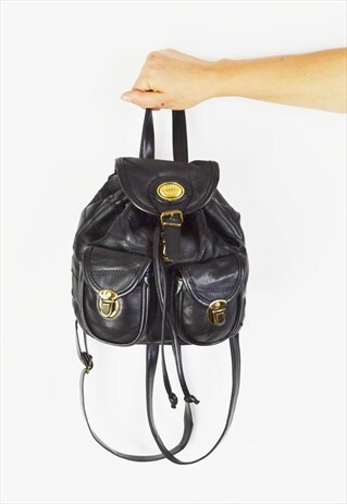 BLACK LEATHER RUCKSACK BAG