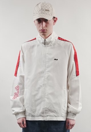 VINTAGE 90'S FILA WHITE/ RED SHELL JACKET