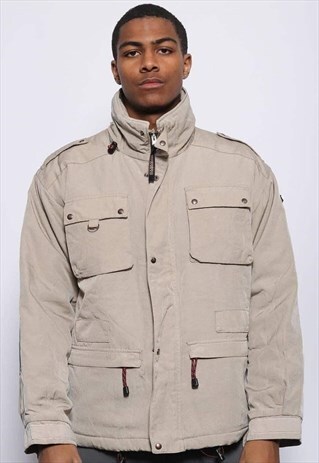 VINTAGE NAPAPIJRI CORDURA QUILTED JACKET BEIGE