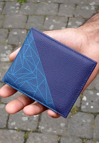 NAVY GEOMETRIC MEN'S WALLET