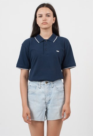 VINTAGE NAVY LEVI'S SHORT SLEEVE POLO SHIRT TOP