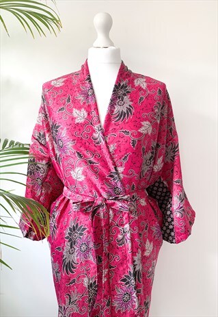 SILKY ORIENTAL PRINT KIMONO ROBE DRESSING GOWN LOUNGEWEAR