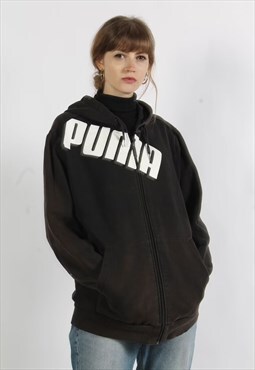 Vintage Puma Hooded Sweatshirt Black