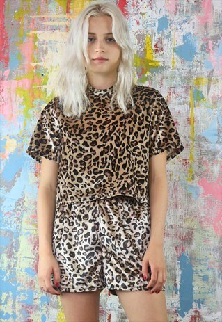 HIGH WAISTED SHORTS & TOP CO-ORDINATE IN LEOPARD PRINT