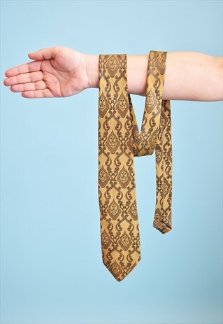 VINTAGE 70'S RETRO TAPESTRY WOVEN ABSRACT PATTERN TIE