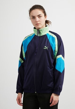 VINTAGE NAVY GREEN PUMA TRACK ZIP JACKET