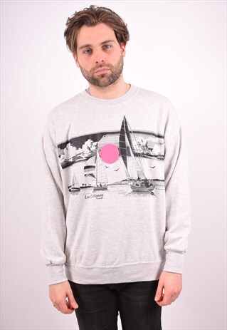 MENS VINTAGE SWEATSHIRT JUMPER XL GREY 90S
