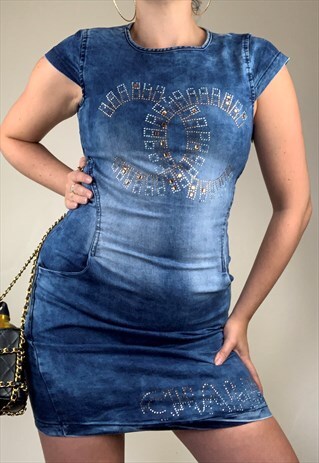 VINTAGE Y2K DENIM GEM DESIGNER DRESS