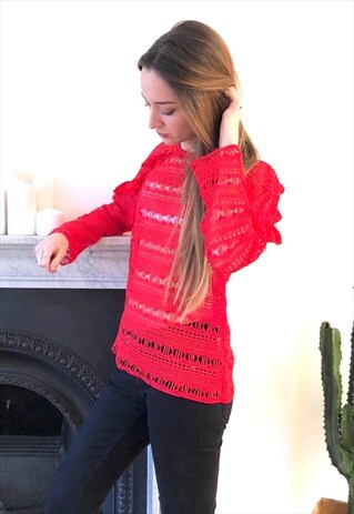 KHEO RED BLOUSE WITH LACE