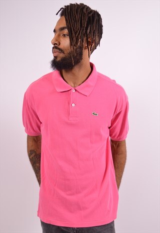 LACOSTE MENS VINTAGE POLO SHIRT LARGE PINK 90S