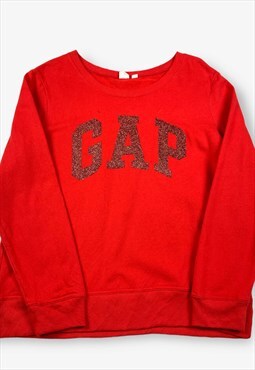 Vintage GAP Spellout Graphic Sweatshirt Red Large BV17523