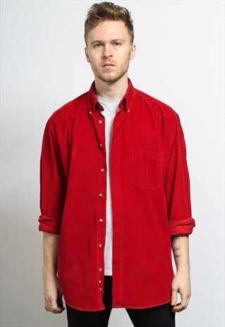 VINTAGE CORDUROY CORD SHIRT RED