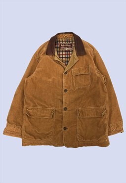 Brown Coat Mens Large Mid Length Tan Collared Oversized