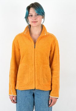 Women's M Sweatshirt Fleece Pile Sherpa Orange Jumper Jacket