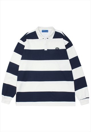 TRENDY STRIPED LOOSE LONG SLEEVE POLO SHIRT