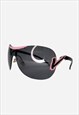 Vintage Y2k Sunglasses Visor 2000s Rimless Diamante Pink