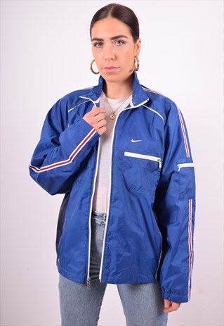 NIKE WOMENS VINTAGE TRACKSUIT TOP JACKET LARGE BLUE 90'S
