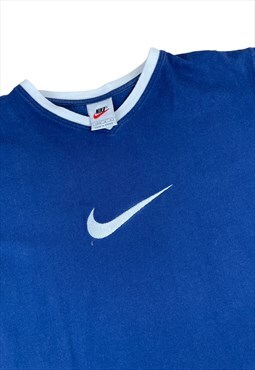 Nike Vintage 90s Ladies navy blue T-shirt v neck embroidered
