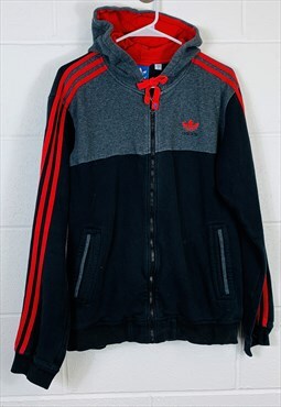 Vintage Adidas Hoodie Black, Grey and Red