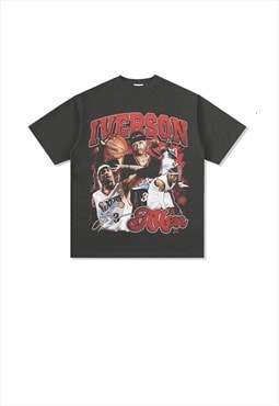 Grey Iverson answer Graphic Cotton Fans T shirt tee