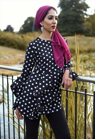 VERONA SIDE RUFFLE TOP - POLKA DOT