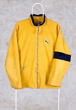 Vintage Puma Fleece Jacket Yellow Women's Medium