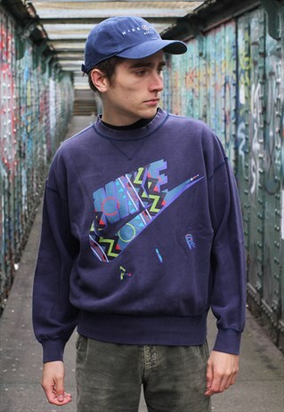 VINTAGE 90S NIKE AIR GREY TAG BLUE CREWNECK SWEATSHIRT