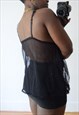 Y2K THIN STRAP BABYDOLL CAMI TOP BLACK