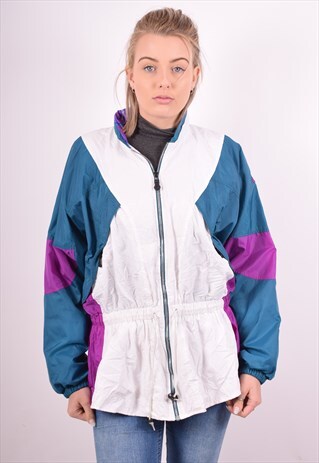 NIKE WOMENS VINTAGE TRACKSUIT TOP JACKET LARGE WHITE 90S