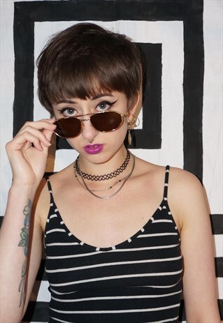 VINTAGE 90'S / Y2K GOLD AVIATOR SUNGLASSES