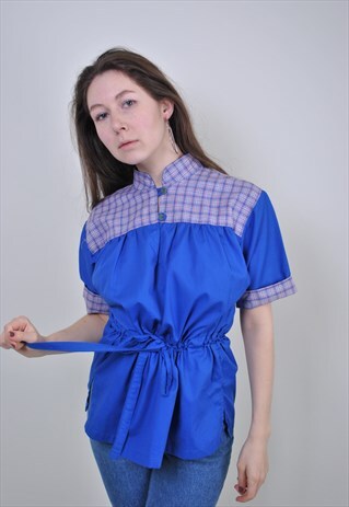 90S PLAID SHIRT, VINTAGE BLUE LACE BLOUSE