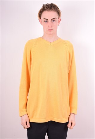 VALENTINO MENS VINTAGE JUMPER SWEATER LARGE YELLOW 90S