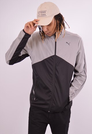 VINTAGE PUMA TRACKSUIT TOP JACKET BLACK