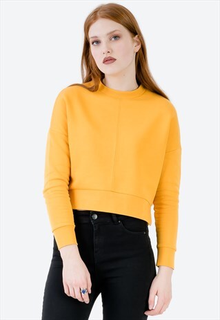 DROPPED SHOULDER SWEATSHIRT IN YELLOW WITH SIDE SPLITS