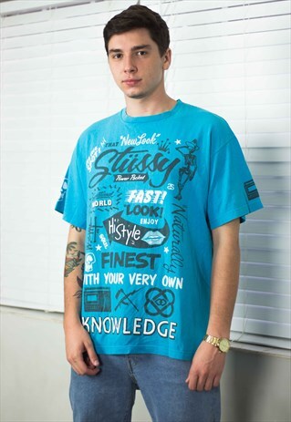 VINTAGE STUSSY T-SHIRT LOGO 90S XL 8.3