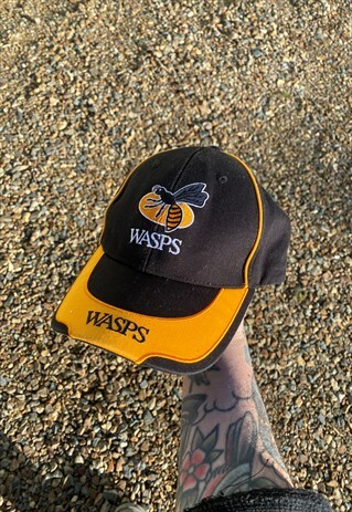 VINTAGE 90S WASPS RUGBY EMBROIDERED BASEBALL CAP